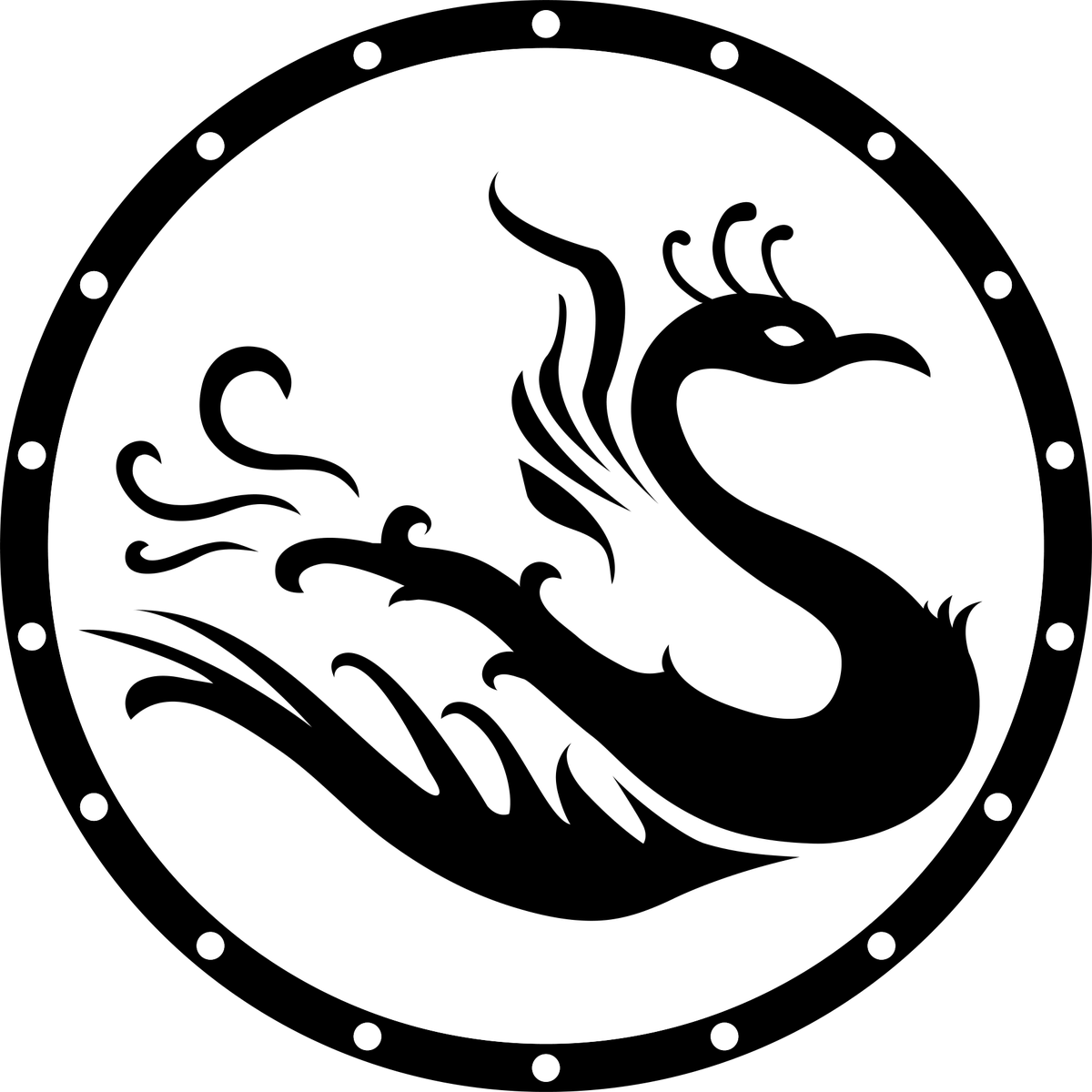 Phoenix roundel — Korean traditional motif vector