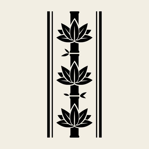 Bamboo band vertical — Korean traditional bamboo motif vector (대나무문 8896)