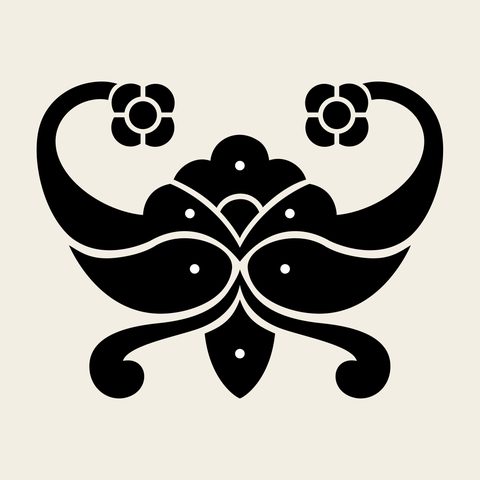 Bat flower wings — Korean traditional bat motif vector (박쥐문 10210)