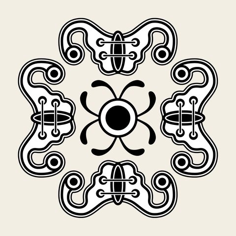 Bat lattice medallion — Korean traditional bat motif vector (박쥐문 9375)