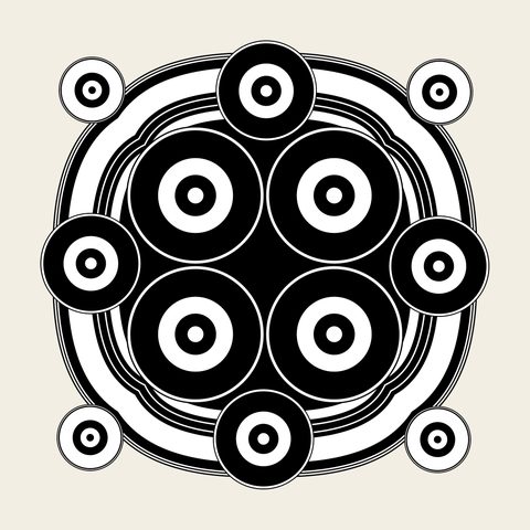 Bead disc roundel — Korean traditional treasure motif vector (구슬이음 9346)