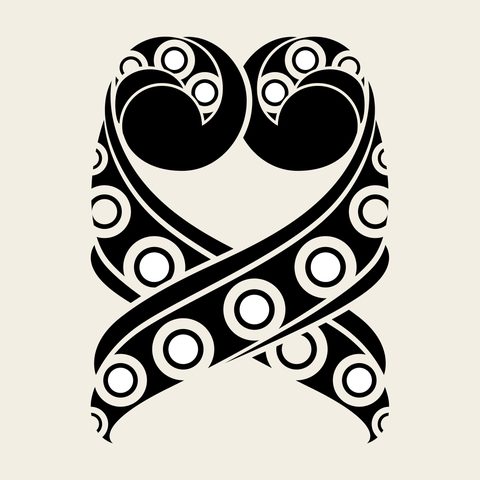 Bead ribbon cross — Korean traditional treasure motif vector (구슬이음 8907)