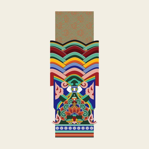 Beam head brocade ornate — Korean traditional beam-head motif vector (경복궁 경성전 대보)