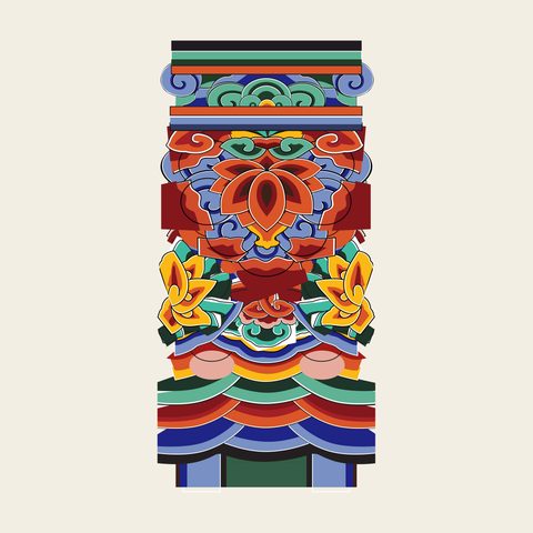 Beam head geunjeongjeon — Korean traditional beam-head motif vector (경복궁 근정전 보B)