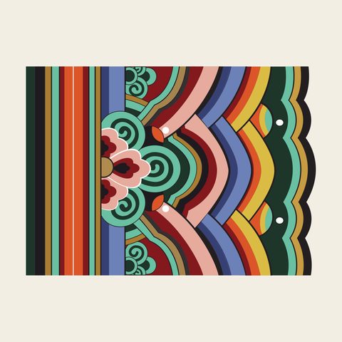 Beam head side wave — Korean traditional beam-head motif vector (경복궁 사정전 퇴보)
