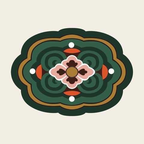 Beam panel oval — Korean traditional panel motif vector (경복궁 천추전 개판)