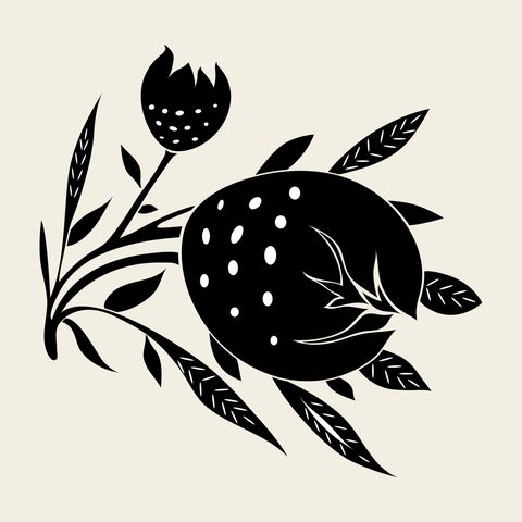 Bergamot fruit spray — Korean traditional fruit motif vector (불수감나무문 9364)