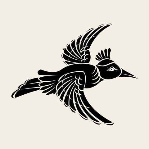 Bird flying — Korean traditional geometry motif vector (새문 9939)