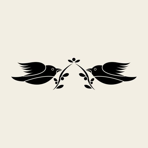 Bird pair band — Korean traditional band motif vector (새문 9156)