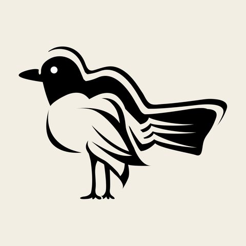 Bird perched plump — Korean traditional bird motif vector (새문 8814)