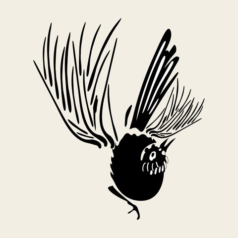 Bird plume cascade — Korean traditional bird motif vector (새문 4036)