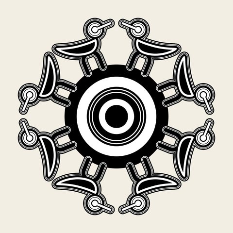 Bird roundel — Korean traditional animal motif vector (새문 9406)