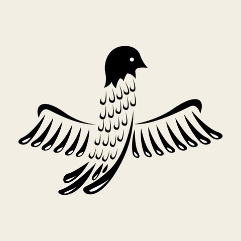 Bird wings open front — Korean traditional bird motif vector (새문 4150)