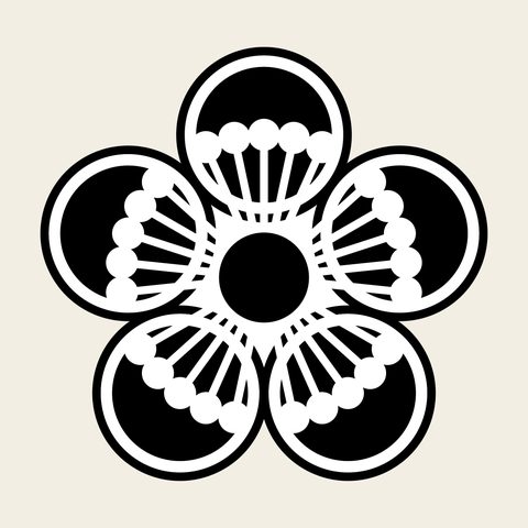 Blossom roundel cut petal — Korean traditional blossom motif vector (꽃문 9472)