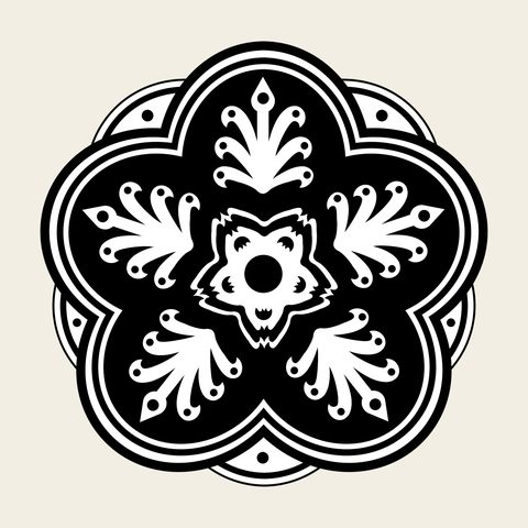 Blossom roundel ornate — Korean traditional blossom motif vector (꽃문 9498)