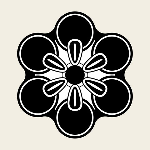 Blossom roundel plain — Korean traditional blossom motif vector (꽃문 9523)