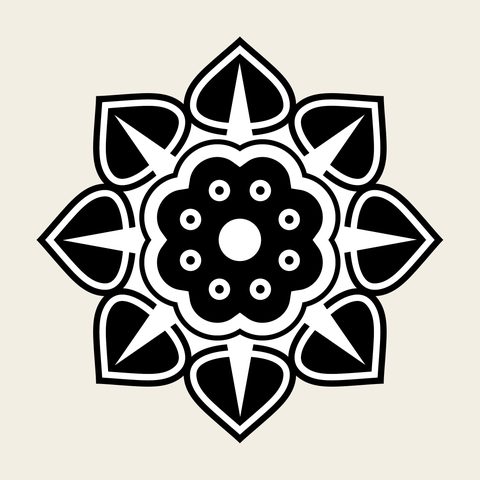 Bosanghwa star rosette — Korean traditional peony motif vector (보상화문 9427)