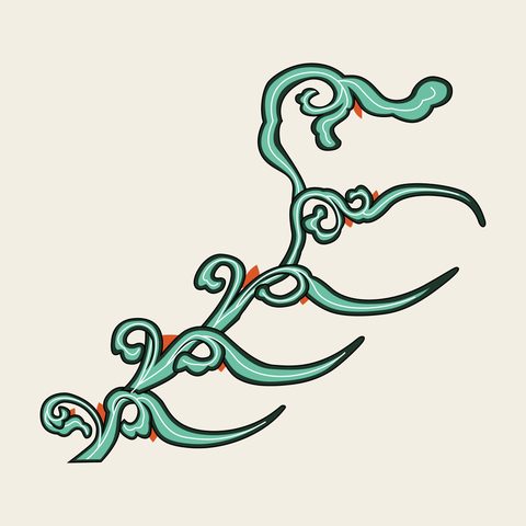 Bracket vine scroll — Korean traditional bracket motif vector (경복궁 근정문 주간포)