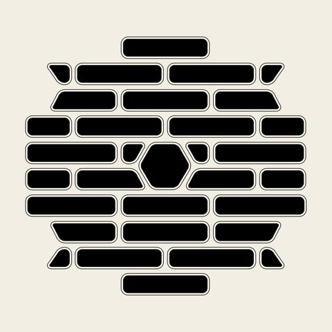 Brick lattice roundel — Korean traditional lattice motif vector (익릉 곡장 5820)