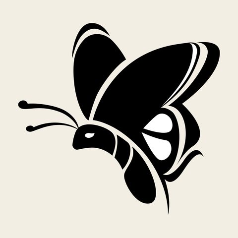 Butterfly profile — Korean traditional butterfly motif vector (나비문 9869)