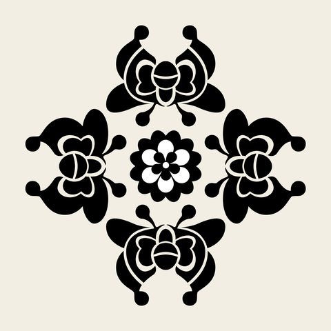 Butterfly quatrefoil — Korean traditional butterfly motif vector (나비문 9656)