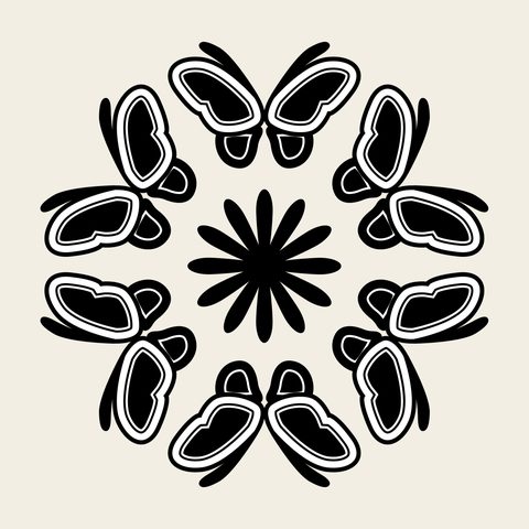Butterfly rosette — Korean traditional butterfly motif vector (나비문 9476)