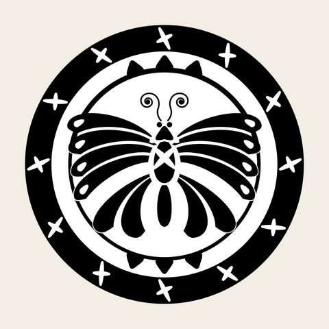 Butterfly roundel — Korean traditional butterfly motif vector (나비문 9548)