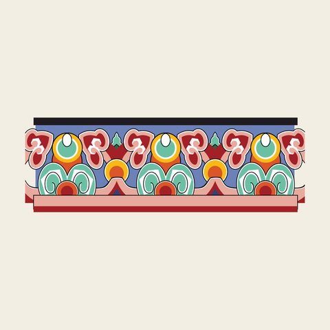 Canopy border band — Korean traditional canopy motif vector (경복궁 근정전 닫집F)