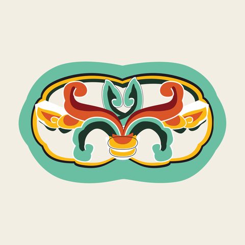 Canopy bracket scroll — Korean traditional canopy motif vector (경복궁 근정전 닫집A)