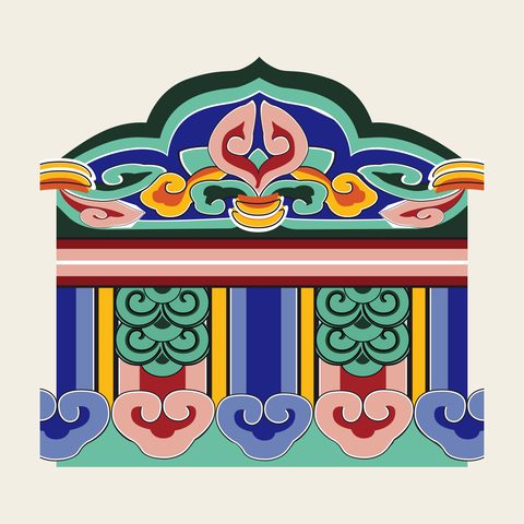 Canopy crown dragon face — Korean traditional canopy motif vector (경복궁 근정전 닫집D)