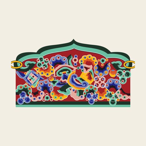 Canopy ridge treasures — Korean traditional canopy motif vector (경복궁 근정전 닫집C)