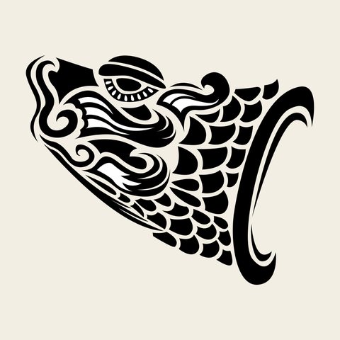 Carp head scaled — Korean traditional fish motif vector (잉어문 4258)