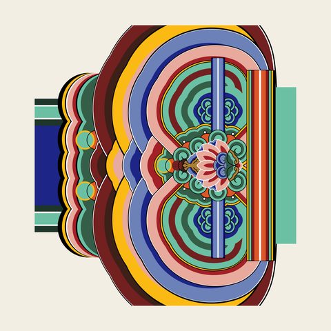 Ceiling bracket ornate — Korean traditional ceiling motif vector (경복궁 건순각 도리장여)