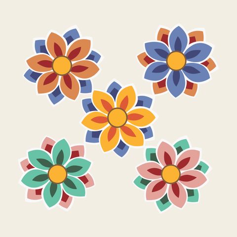 Ceiling flowers scatter — Korean traditional ceiling motif vector (경복궁 사정전 반자널)