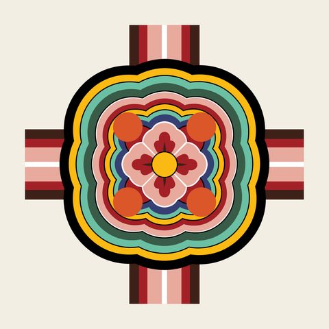 Ceiling medallion cross — Korean traditional ceiling motif vector (경복궁 건순각 반자대)