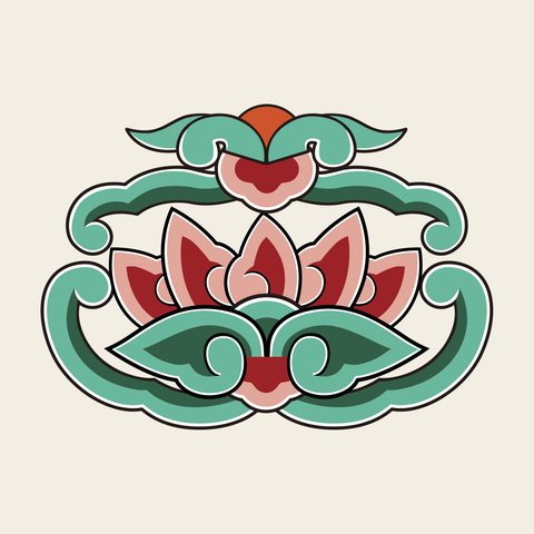 Chakgo lotus scroll — Korean traditional chakgo motif vector (경복궁 근정문 착고)