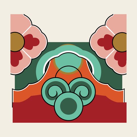 Chakgo peony cloud — Korean traditional chakgo motif vector (경복궁 강녕전 착고)