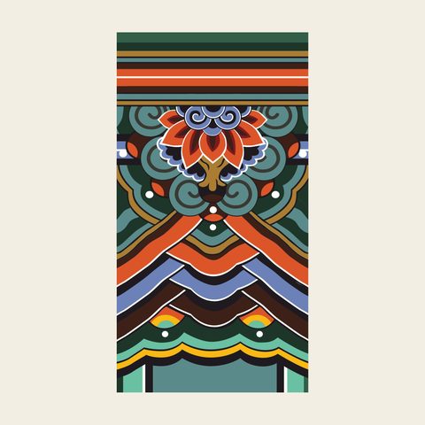 Changbang head exterior — Korean traditional beam-head motif vector (경복궁 천추전 외부창방)