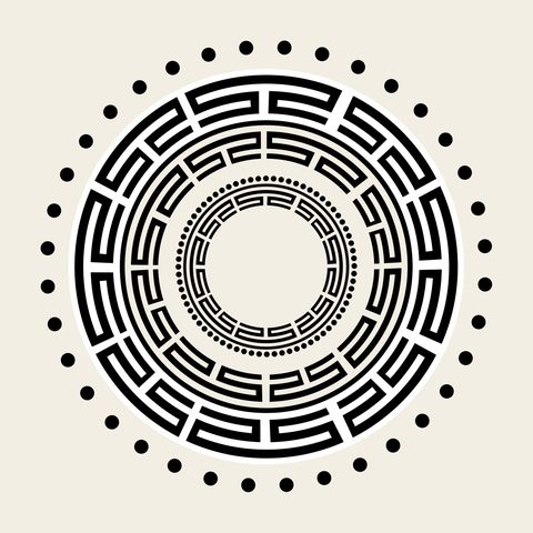 Char a roundel — Korean traditional character motif vector (아자문 9500)