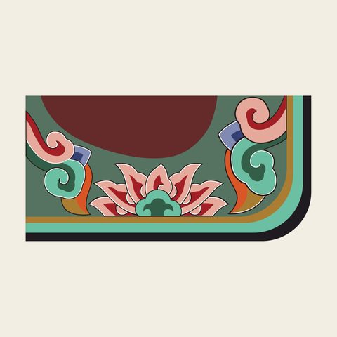 Cheomcha scroll corner — Korean traditional bracket motif vector (경복궁 사정전 첨차)