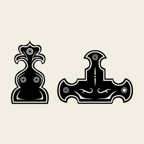 Chest corner braces — Korean traditional hardware motif vector (삼층농 갑잡이 5113)