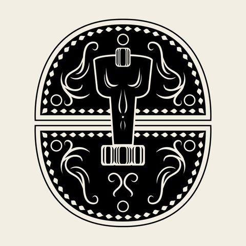 Chest plate round — Korean traditional hardware motif vector (반닫이 5560)