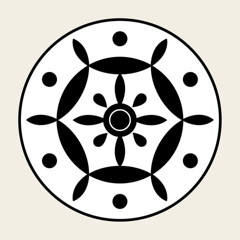 Chrysanthemum geometric roundel — Korean traditional chrysanthemum motif vector (국화문 8316)