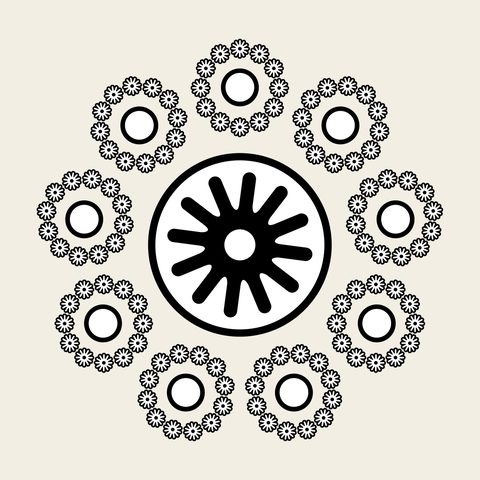 Chrysanthemum ring dotted — Korean traditional chrysanthemum motif vector (국화문 10274)