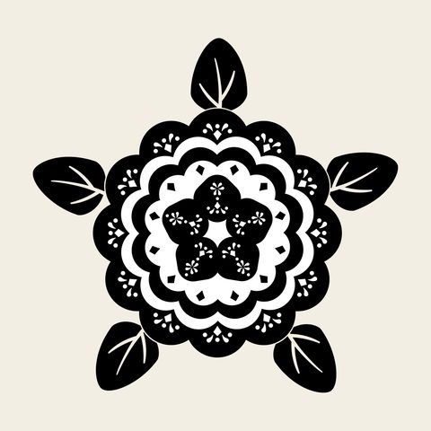 Chrysanthemum star roundel — Korean traditional chrysanthemum motif vector (국화문 9643)