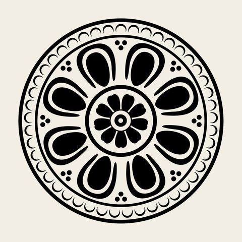 Chrysanthemum tile 1 — Korean traditional flower motif vector (국화무늬수막새 3999)