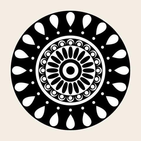 Chrysanthemum tile 2 — Korean traditional flower motif vector (국화무늬수막새 4001)