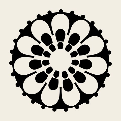 Chrysanthemum tile 3 — Korean traditional flower motif vector (국화무늬수막새 4783)