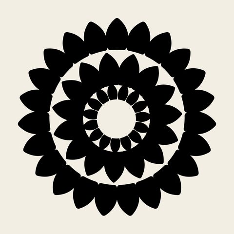 Chrysanthemum tile 4 — Korean traditional flower motif vector (국화무늬수막새 4784)
