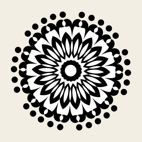 Chrysanthemum tile 5 — Korean traditional flower motif vector (국화무늬수막새 5870)